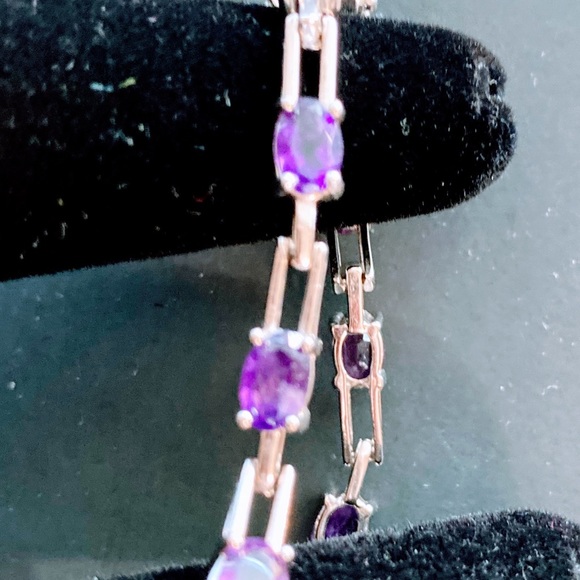 Amethyst and Sterling Silver Tennis Bracelet - Picture 3 of 6